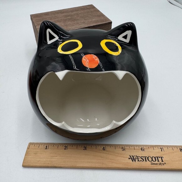 Black cat bowl Halloween birthday cat lover fun trendy adorable cute wide - Picture 10 of 12